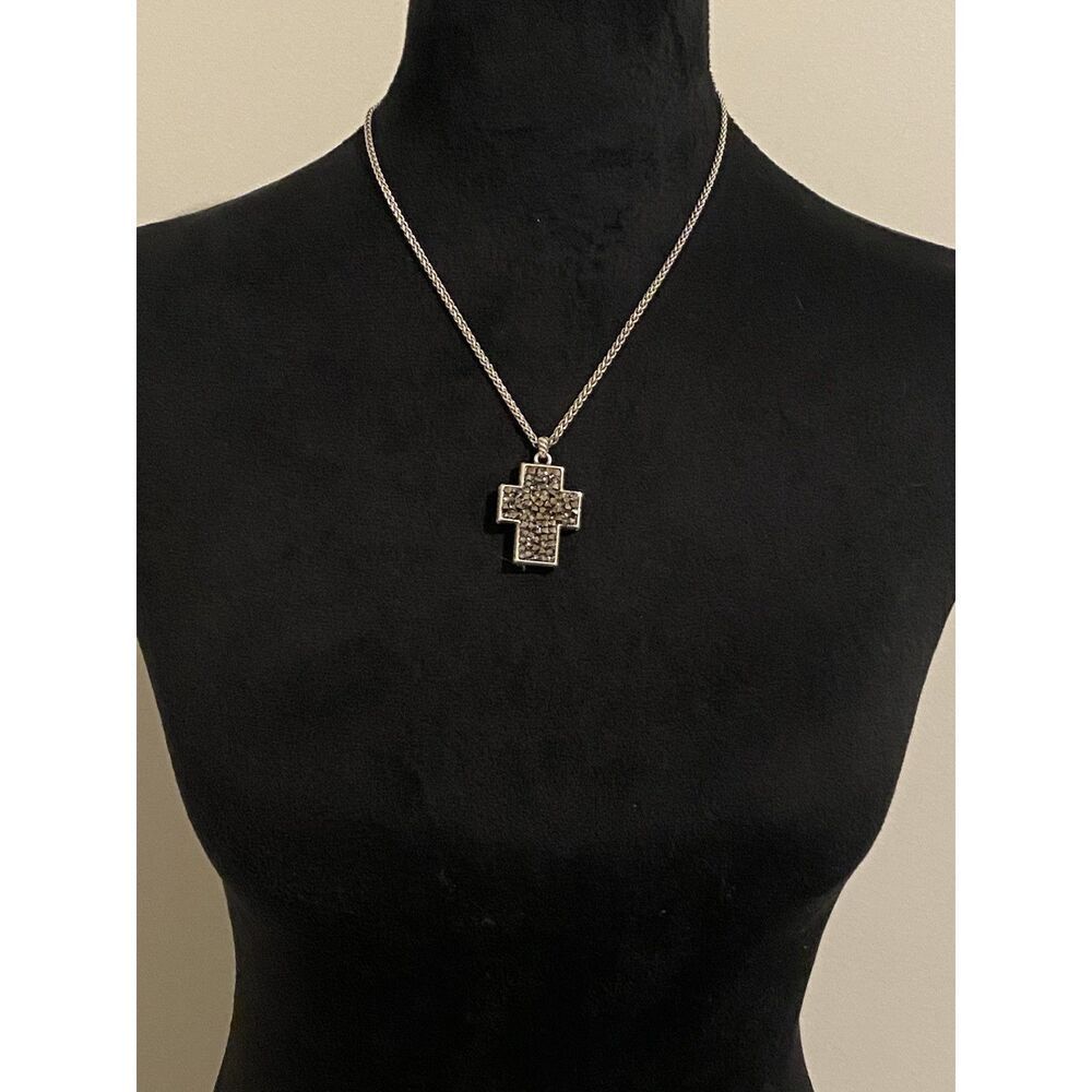 Brighton Crystal Rocks Cross Retired Pendant Necklace